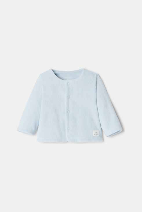 Gilet boutons à pression en coton bio bleu naissance Absorba 1