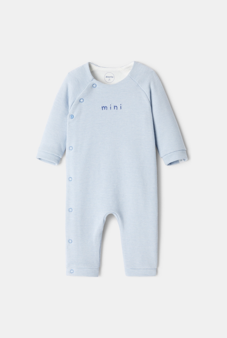 Combinaison en coton bio bleu naissance Absorba 1