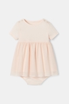 Robe à manches courtes et bloomer en coton bio rose naissance Absorba 1