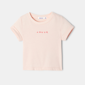 T-shirt manches courtes en coton bio rose mixte Absorba 1