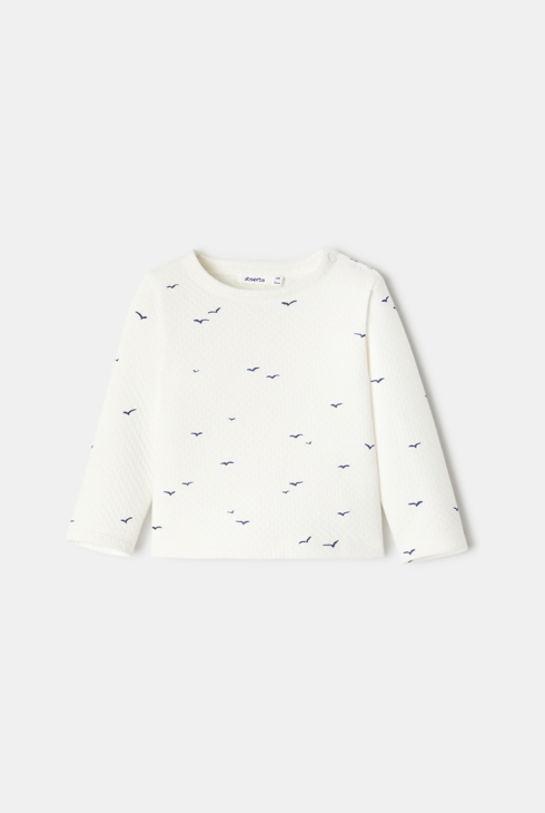 T-shirt manches longues en coton bio blanc bébé fille Absorba 1