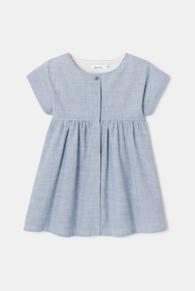 Robe sans manches en coton bio bleue bébé fille Absorba 1