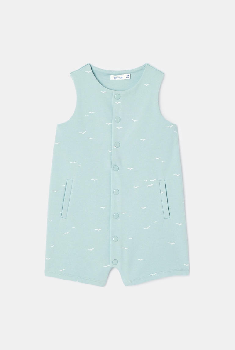 Combinaison courte en coton turquoise mixte Absorba 1
