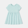 Robe à manches courtes en coton turquoise bébé fille Absorba