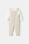 Salopette en coton nid d'abeille avec t-shirt intégré beige naissance Absorba