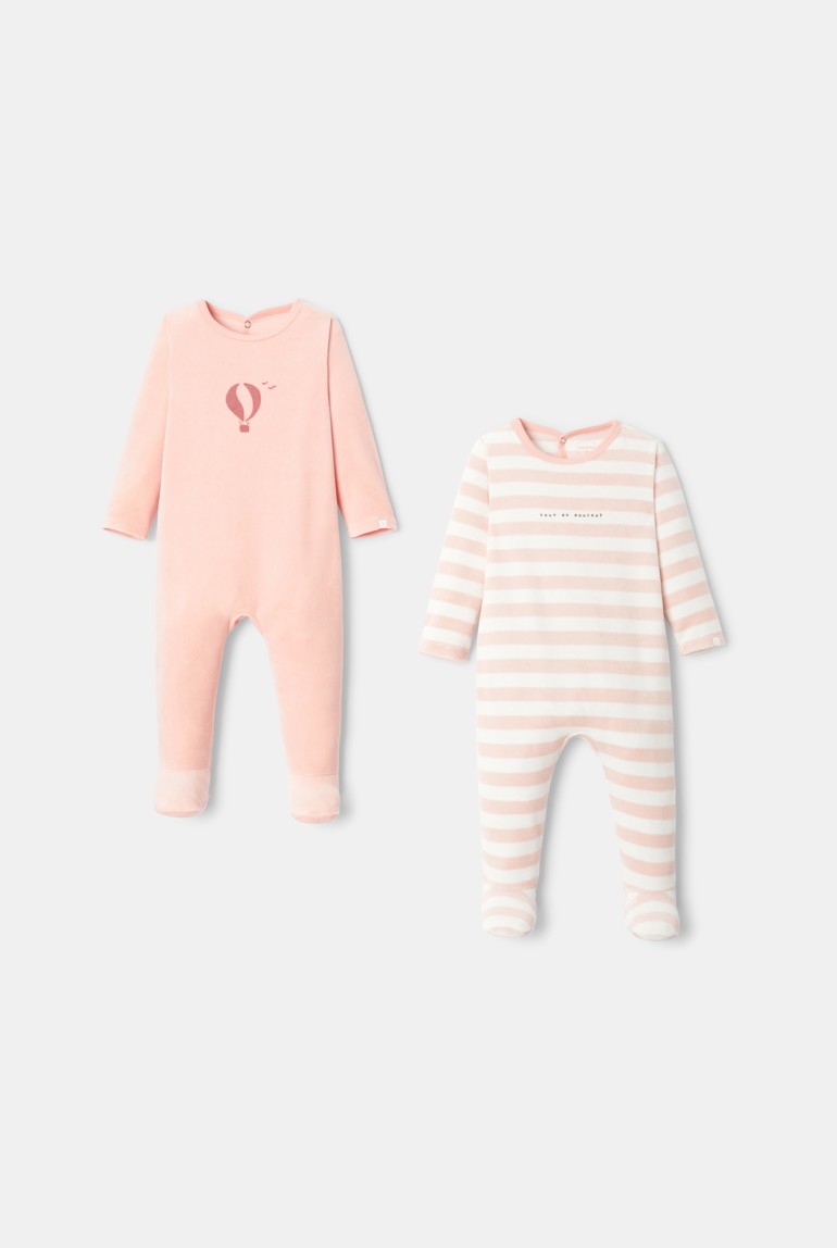 Juego de dos peleles de terciopelo rosa unisex Absorba 1
