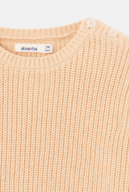 Pull tricot maille perlée beige mixte Absorba 2