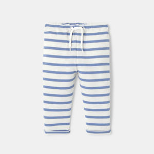 Pantalon en coton gratté à rayures bleu mixte Absorba 1