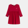 Robe bi-matière en molleton et velours rouge bébé fille Absorba