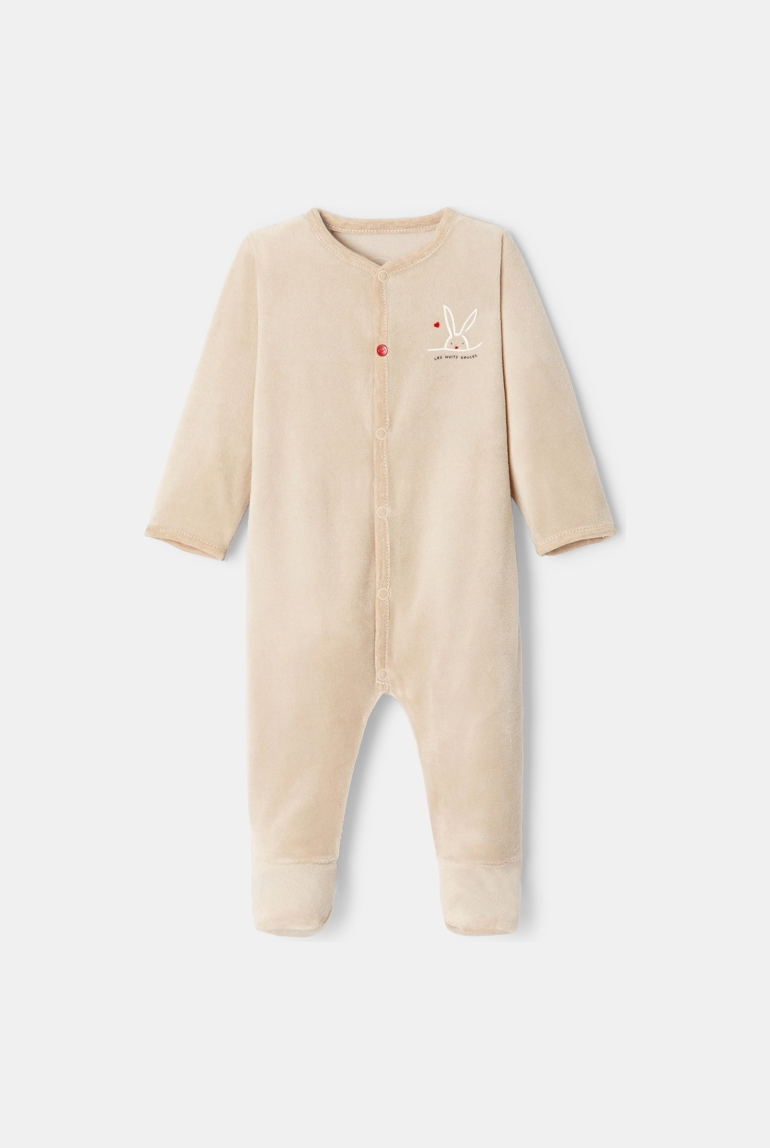 Pijama entero con pies de terciopelo beige recién nacido Absorba 1