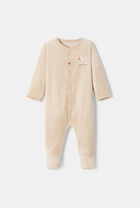 Pijama entero con pies de terciopelo beige recién nacido Absorba 1