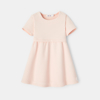 Robe évasée en maille fantaisie rose bébé fille