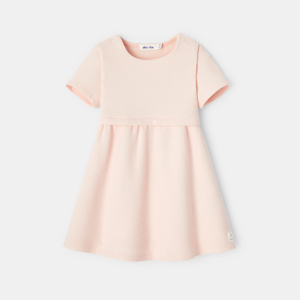 Robe évasée en maille fantaisie rose bébé fille 1