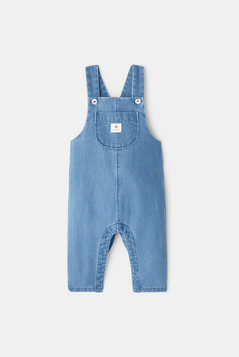 Salopette chambray bleu bébé mixte 1