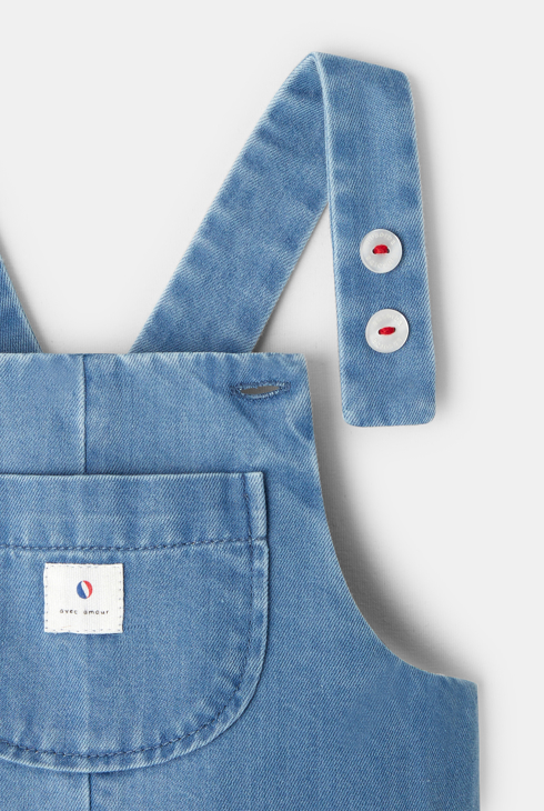 Salopette chambray bleu bébé mixte 2