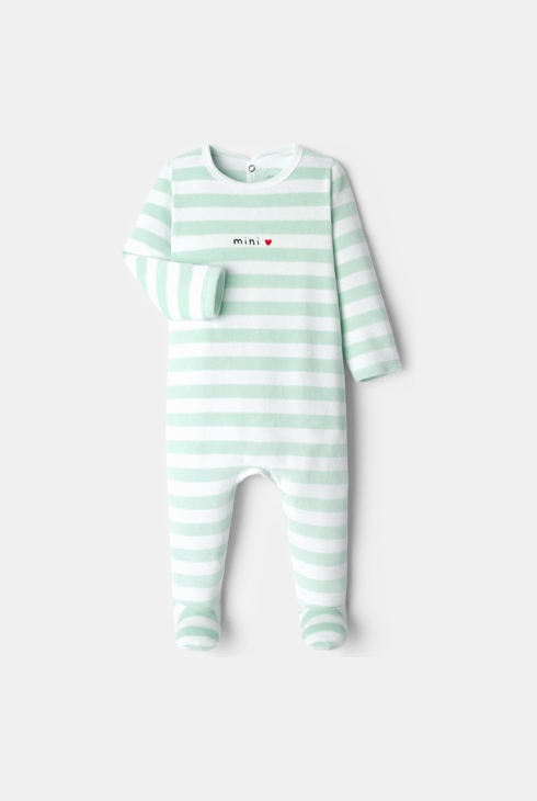 Dors-bien velours rayé bleu bébé mixte 1