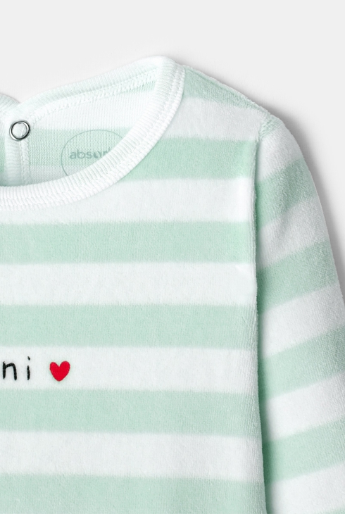 Dors-bien velours rayé bleu bébé mixte 2