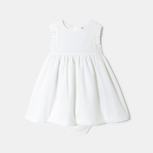 Robe de cérémonie coton ottoman blanc bébé fille 1