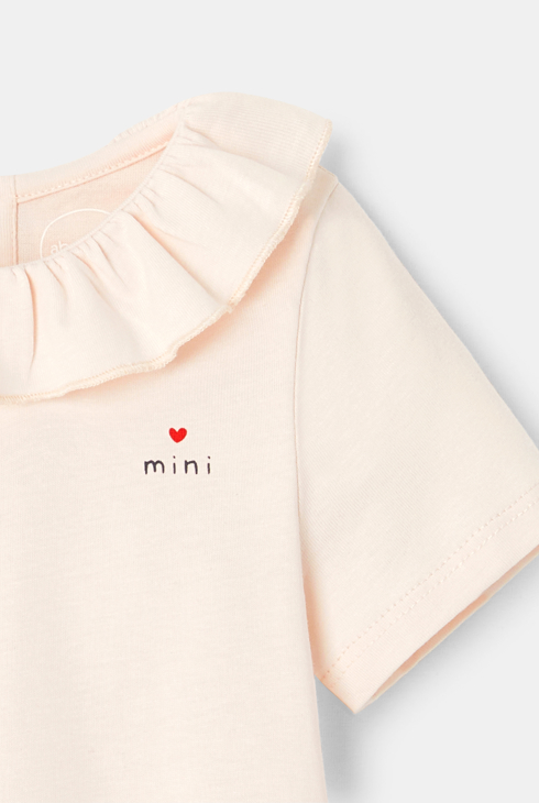 T-shirt col à volants jersey rose bébé fille 2