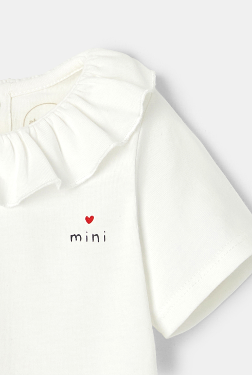 T-shirt col à volants jersey blanc bébé fille 2