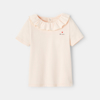 T-shirt col à volants jersey rose bébé fille