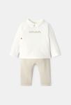 Ensemble 2 pièces en interlock et nid d'abeille beige bébé mixte