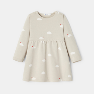 Robe en molleton beige bébé fille 1