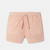 Short coton et lin rayé orange bébé fille