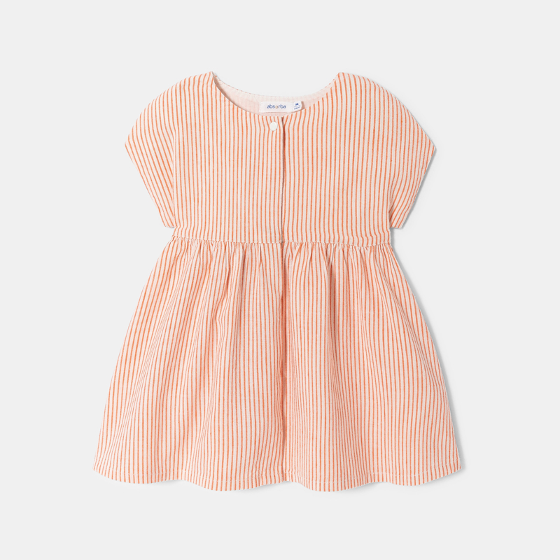 Absorba - Robe coton et lin rayée orange bébé fille - Fille