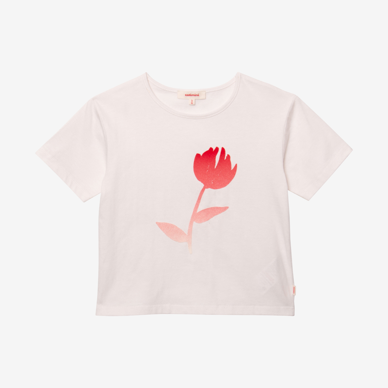 T-shirt fille visuel pivoine beige Catimini - 3A