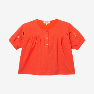 Blouse fille armurée orange brodée Catimini 1