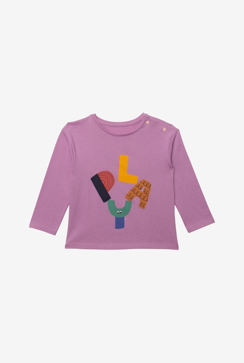 T-shirt bébé fille violet logo en coton biologique Catimini 1