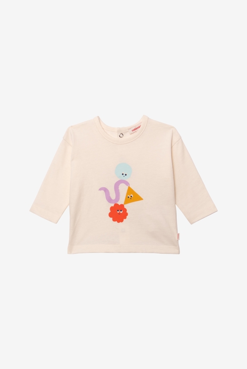 T-shirt bébé garçon arty ludique en coton recyclé blanc Catimini 1