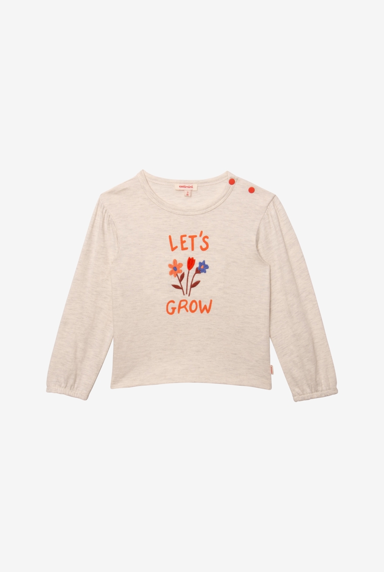 T-shirt bébé fille broderie herbier en coton recyclé gris Catimini 1