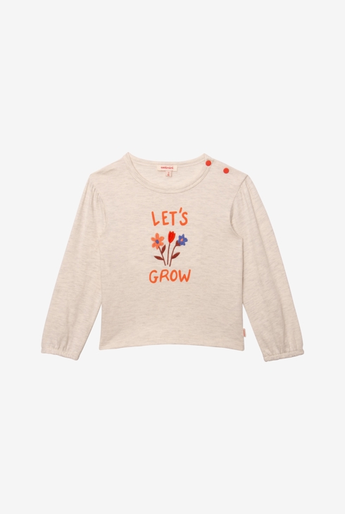 T-shirt bébé fille broderie herbier en coton recyclé gris Catimini