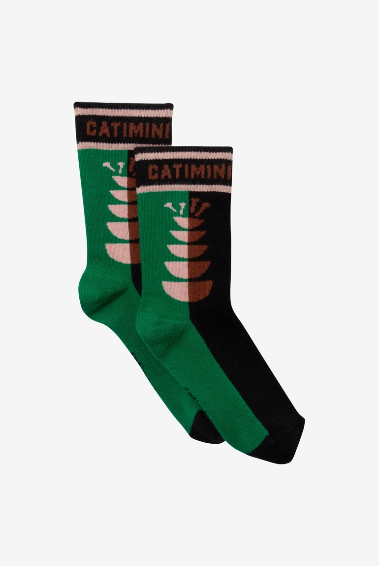 Chaussettes fille motif floral vertes Catimini 1