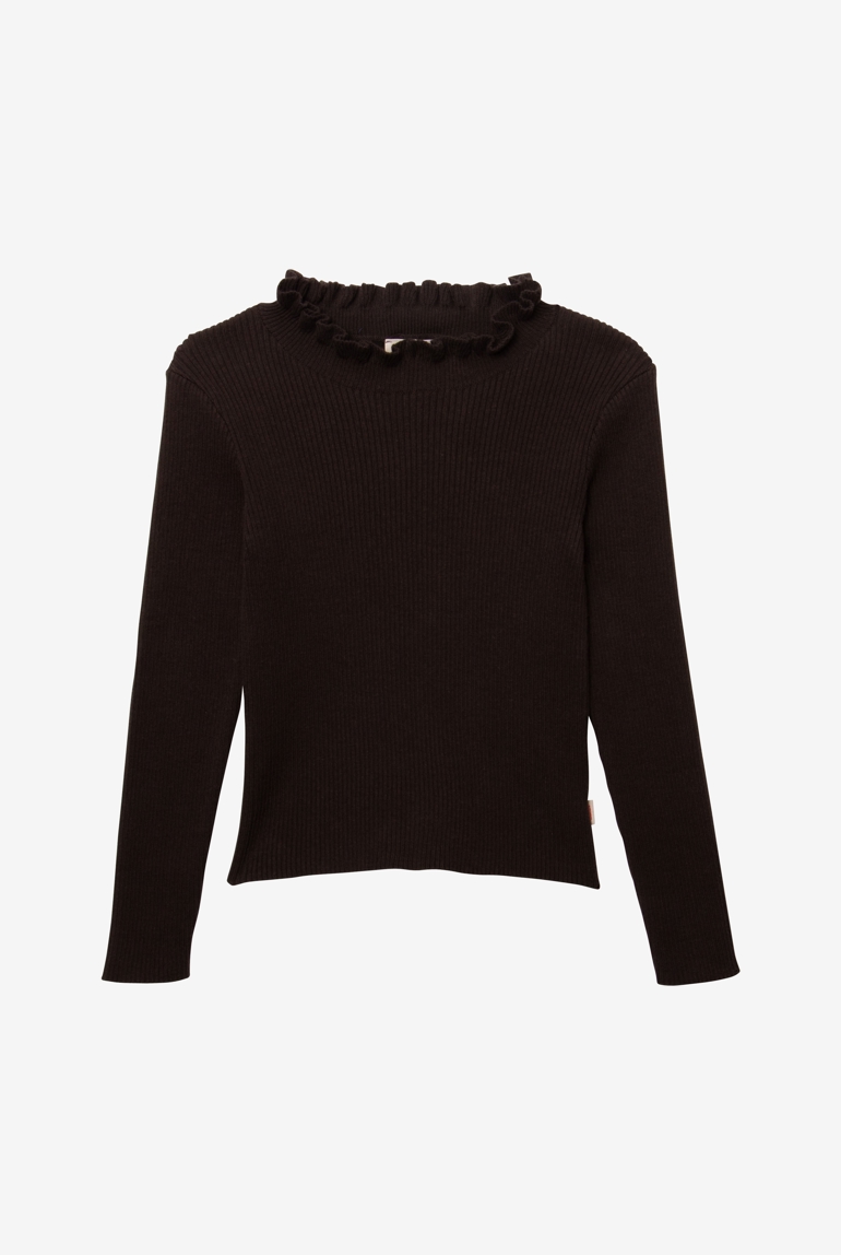 Pull fille tricot côtelé noir Catimini 1
