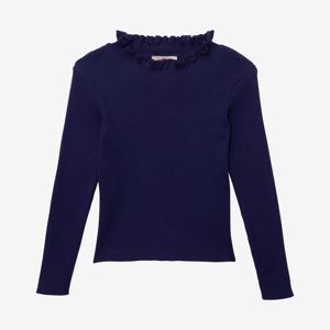 Pull fille tricot côtelé indigo bleu Catimini 1