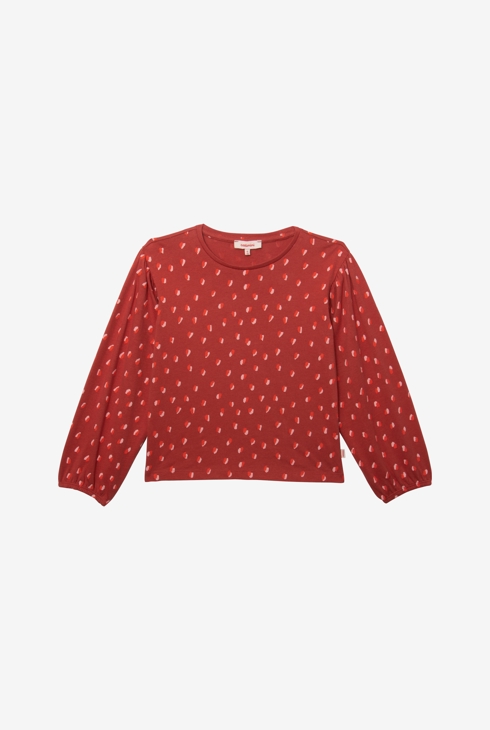 T-shirt fille brique imprimé bicolore en coton recyclé rouge Catimini 1