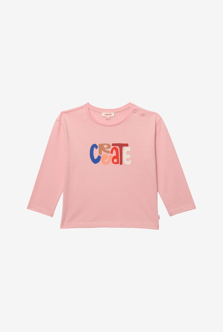 T-shirt bébé fille message rose en coton recyclé Catimini 1