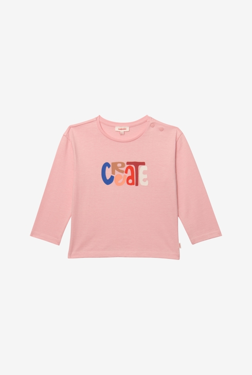 T-shirt bébé fille message rose en coton recyclé Catimini 1
