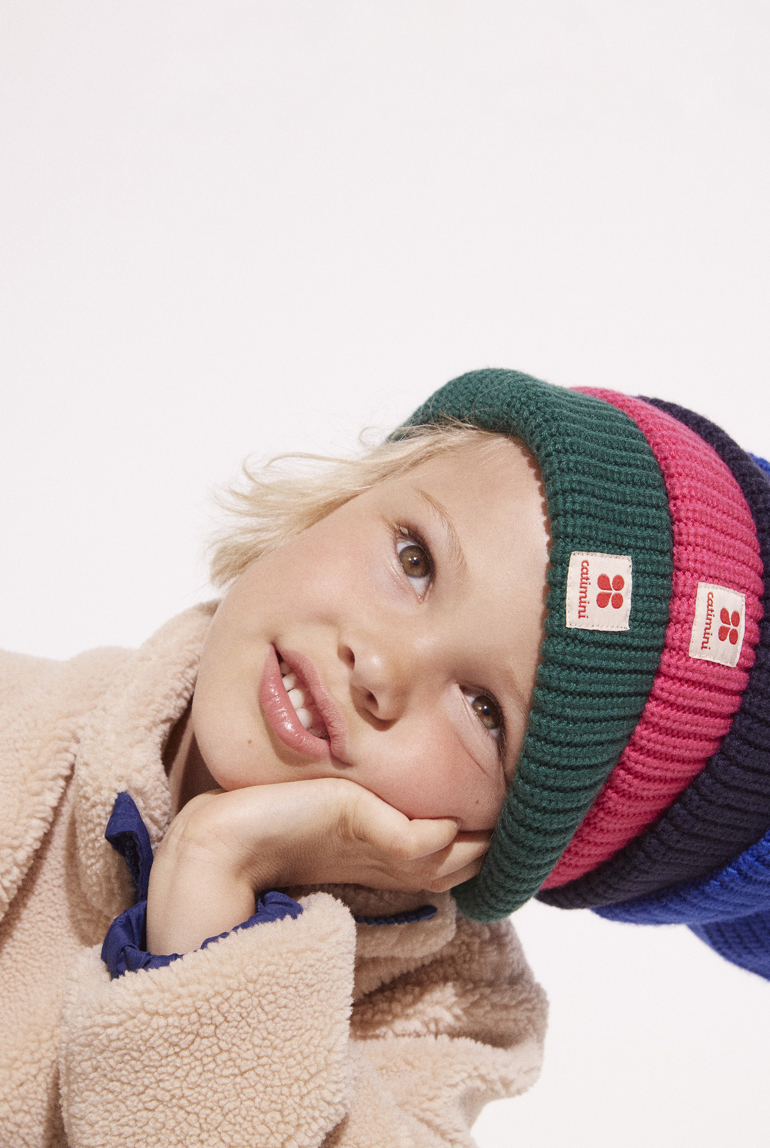 Bonnet enfant tricot côtes vert mixte Catimini 1