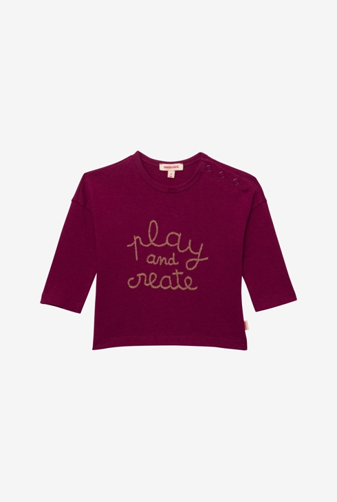 T-shirt bébé violet à message en coton recyclé Catimini 1