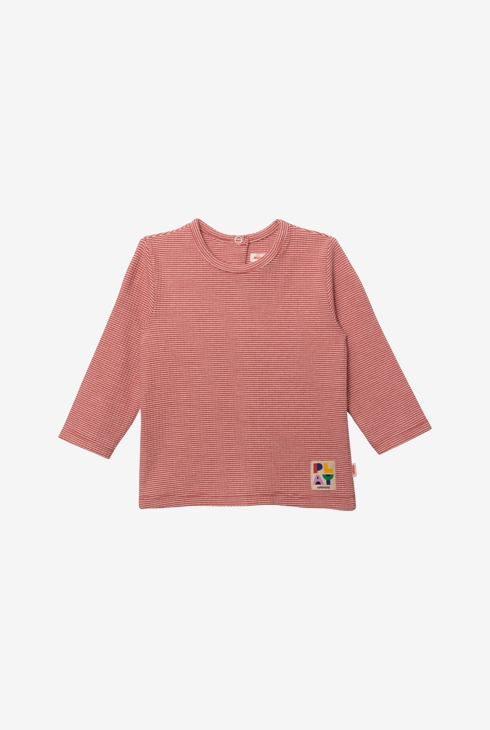 T-shirt bébé brique fines rayures rouge Catimini 1
