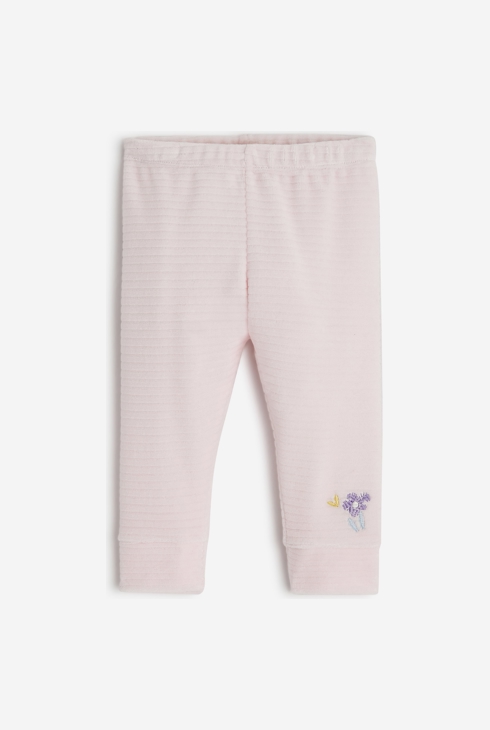 Pantalon bébé fille violine en velours maille côtelée violet Catimini 1