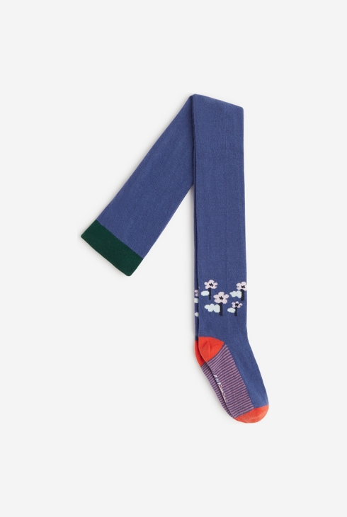 Collants à fleurs bébé fille bleus marine Catimini 1