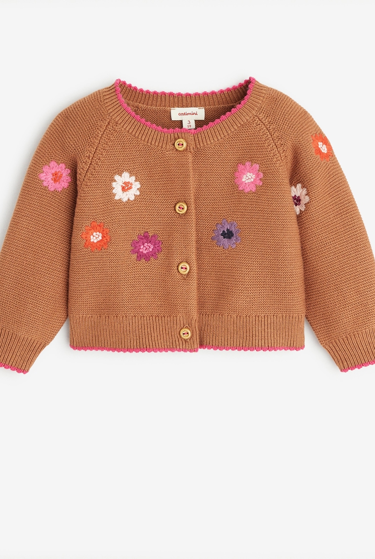 Gilet bébé fille marron en tricot Catimini 1