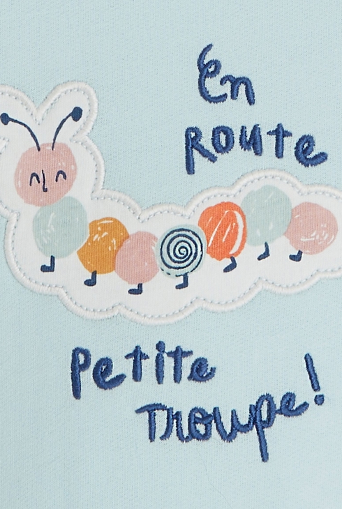 Pyjama motif chenille bébé mixte blanc bleuté naissance Catimini