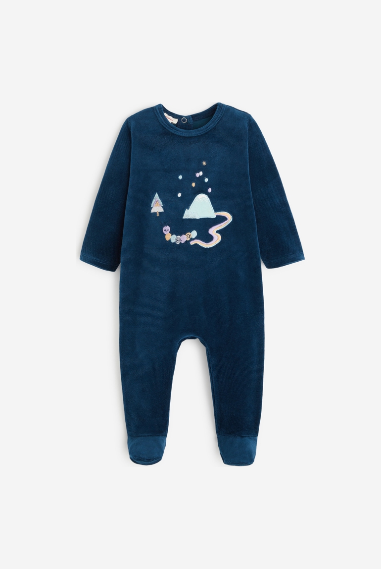 Pyjama à motifs bébé mixte bleu marine en velours maille Catimini 1