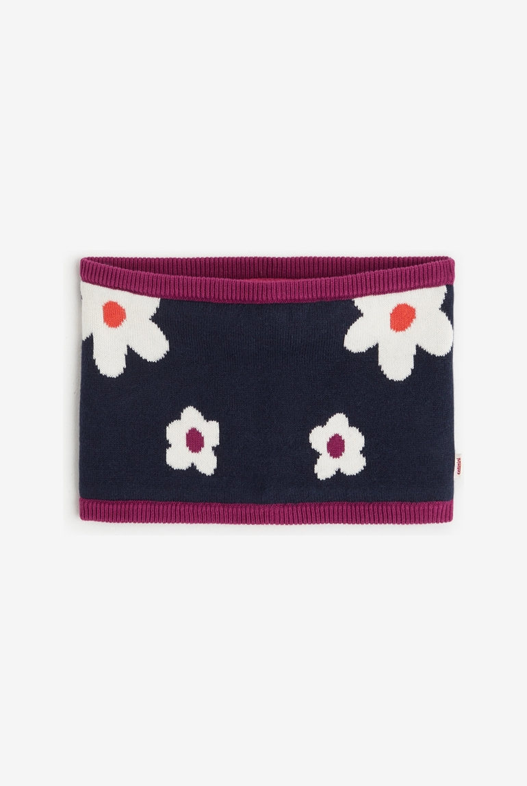 Snood fleuri bébé fille bleu marine en tricot Catimini 1